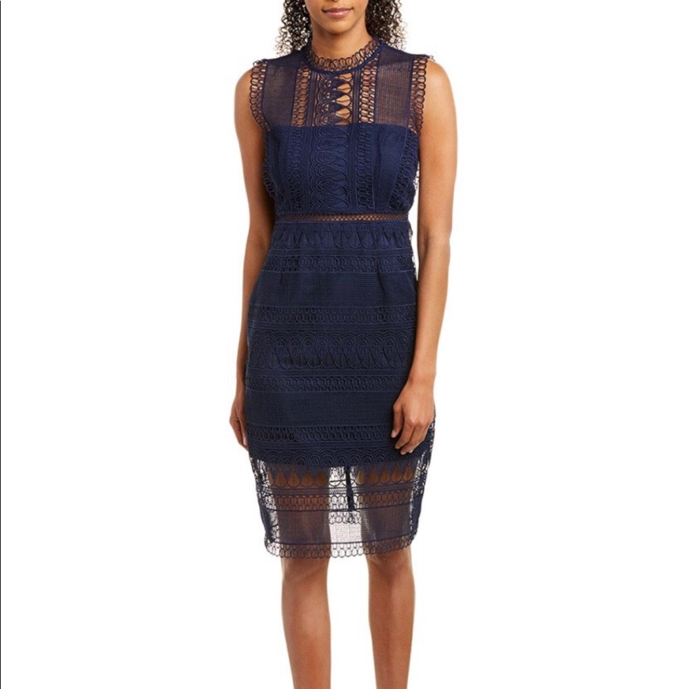Bardot Navy Mariana Lace sheath dress